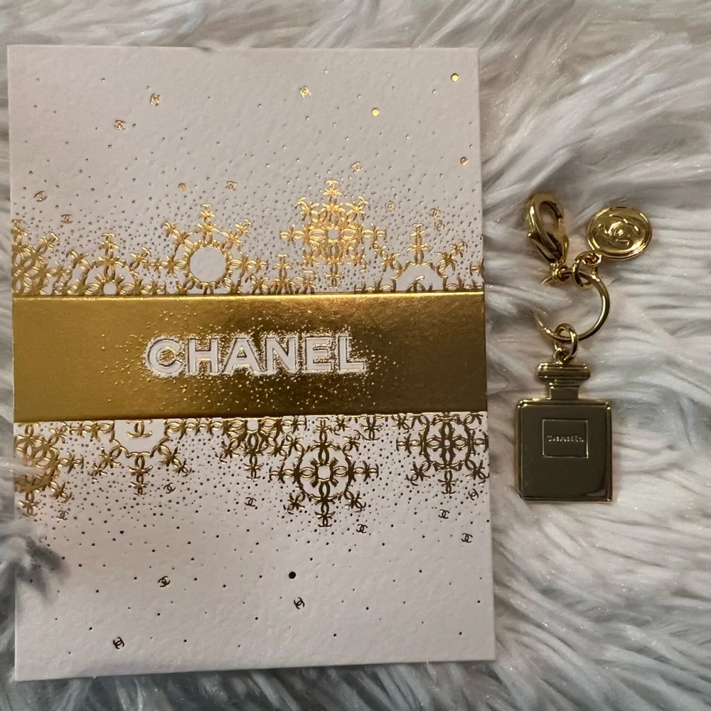 Authentic Chanel Double Sided Perfume Bottle Logo Charm & Small Blank Ca… - Picture 6 of 6